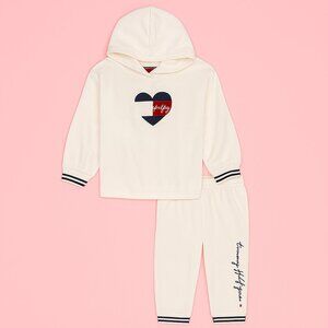 Tommy Hilfiger Girls Heart Logo Hoodie & Jogger Set – Size 3T, NWT